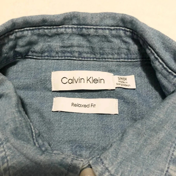 Calvin Klein Mens Size Small Jean Button  Up Shirt Relaxed Fit - Picture 2 of 16